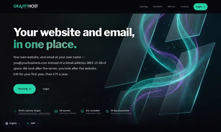 Gravity Host, gravityhost.co.uk: the home page